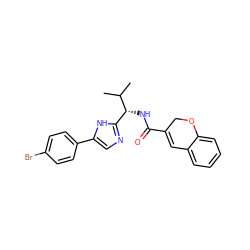 CC(C)[C@H](NC(=O)C1=Cc2ccccc2OC1)c1ncc(-c2ccc(Br)cc2)[nH]1 ZINC001772630160