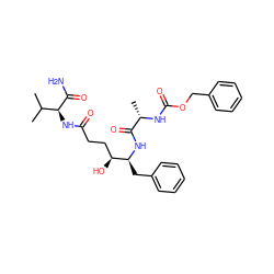 CC(C)[C@H](NC(=O)CC[C@H](O)[C@H](Cc1ccccc1)NC(=O)[C@H](C)NC(=O)OCc1ccccc1)C(N)=O ZINC000137024583