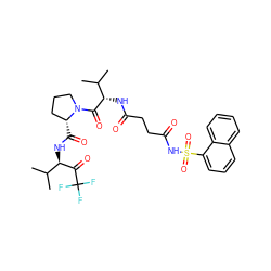 CC(C)[C@H](NC(=O)CCC(=O)NS(=O)(=O)c1cccc2ccccc12)C(=O)N1CCC[C@H]1C(=O)N[C@@H](C(=O)C(F)(F)F)C(C)C ZINC000029551484