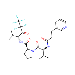 CC(C)[C@H](NC(=O)CCc1cccnc1)C(=O)N1CCC[C@H]1C(=O)N[C@@H](C(=O)C(F)(F)C(F)(F)F)C(C)C ZINC000003943035