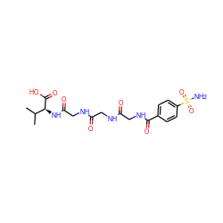 CC(C)[C@H](NC(=O)CNC(=O)CNC(=O)CNC(=O)c1ccc(S(N)(=O)=O)cc1)C(=O)O ZINC000027637547