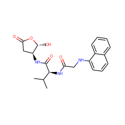 CC(C)[C@H](NC(=O)CNc1cccc2ccccc12)C(=O)N[C@H]1CC(=O)O[C@@H]1O ZINC000013819334