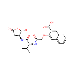 CC(C)[C@H](NC(=O)COc1cc2ccccc2cc1C(=O)O)C(=O)N[C@H]1CC(=O)O[C@@H]1O ZINC000013819313