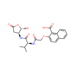 CC(C)[C@H](NC(=O)COc1ccc2ccccc2c1C(=O)O)C(=O)N[C@H]1CC(=O)O[C@@H]1O ZINC000013819303