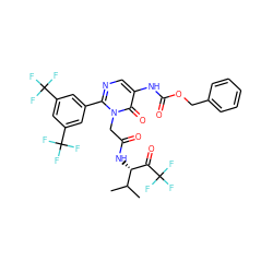 CC(C)[C@H](NC(=O)Cn1c(-c2cc(C(F)(F)F)cc(C(F)(F)F)c2)ncc(NC(=O)OCc2ccccc2)c1=O)C(=O)C(F)(F)F ZINC000037858613