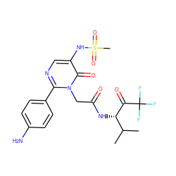 CC(C)[C@H](NC(=O)Cn1c(-c2ccc(N)cc2)ncc(NS(C)(=O)=O)c1=O)C(=O)C(F)(F)F ZINC000003870765