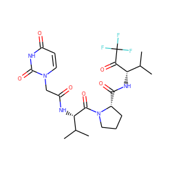 CC(C)[C@H](NC(=O)Cn1ccc(=O)[nH]c1=O)C(=O)N1CCC[C@H]1C(=O)N[C@H](C(=O)C(F)(F)F)C(C)C ZINC000045384636