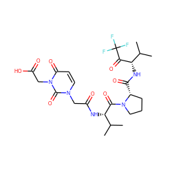 CC(C)[C@H](NC(=O)Cn1ccc(=O)n(CC(=O)O)c1=O)C(=O)N1CCC[C@H]1C(=O)N[C@H](C(=O)C(F)(F)F)C(C)C ZINC000049761868