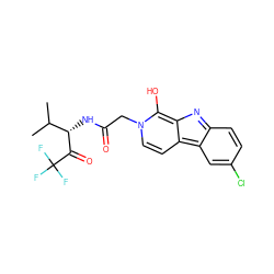 CC(C)[C@H](NC(=O)Cn1ccc2c3cc(Cl)ccc3nc-2c1O)C(=O)C(F)(F)F ZINC000100729459