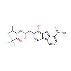 CC(C)[C@H](NC(=O)Cn1ccc2c3cccc(C(N)=O)c3nc-2c1O)C(=O)C(F)(F)F ZINC000100729424