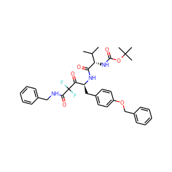 CC(C)[C@H](NC(=O)OC(C)(C)C)C(=O)N[C@@H](Cc1ccc(OCc2ccccc2)cc1)C(=O)C(F)(F)C(=O)NCc1ccccc1 ZINC000026498660