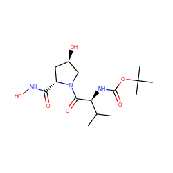 CC(C)[C@H](NC(=O)OC(C)(C)C)C(=O)N1C[C@H](O)C[C@H]1C(=O)NO ZINC000028714446