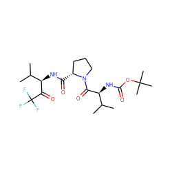 CC(C)[C@H](NC(=O)OC(C)(C)C)C(=O)N1CCC[C@H]1C(=O)N[C@@H](C(=O)C(F)(F)F)C(C)C ZINC000013450045