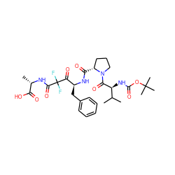 CC(C)[C@H](NC(=O)OC(C)(C)C)C(=O)N1CCC[C@H]1C(=O)N[C@@H](Cc1ccccc1)C(=O)C(F)(F)C(=O)N[C@@H](C)C(=O)O ZINC000028005917