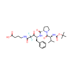 CC(C)[C@H](NC(=O)OC(C)(C)C)C(=O)N1CCC[C@H]1C(=O)N[C@@H](Cc1ccccc1)C(=O)C(F)(F)C(=O)NCCCC(=O)O ZINC000028012589