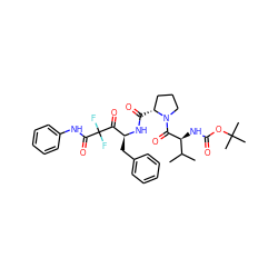 CC(C)[C@H](NC(=O)OC(C)(C)C)C(=O)N1CCC[C@H]1C(=O)N[C@@H](Cc1ccccc1)C(=O)C(F)(F)C(=O)Nc1ccccc1 ZINC000028003979
