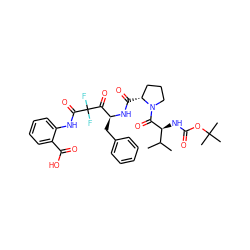 CC(C)[C@H](NC(=O)OC(C)(C)C)C(=O)N1CCC[C@H]1C(=O)N[C@@H](Cc1ccccc1)C(=O)C(F)(F)C(=O)Nc1ccccc1C(=O)O ZINC000028020027