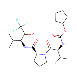 CC(C)[C@H](NC(=O)OC1CCCC1)C(=O)N1CCC[C@H]1C(=O)N[C@H](C(=O)C(F)(F)F)C(C)C ZINC000013765545