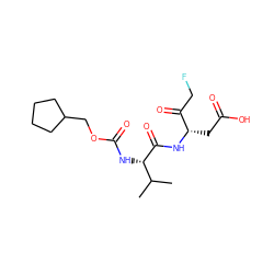 CC(C)[C@H](NC(=O)OCC1CCCC1)C(=O)N[C@@H](CC(=O)O)C(=O)CF ZINC000028383031