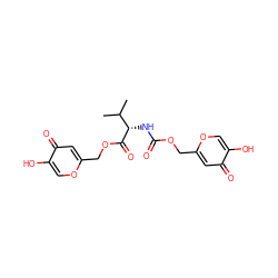 CC(C)[C@H](NC(=O)OCc1cc(=O)c(O)co1)C(=O)OCc1cc(=O)c(O)co1 ZINC000028758655