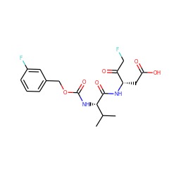 CC(C)[C@H](NC(=O)OCc1cccc(F)c1)C(=O)N[C@@H](CC(=O)O)C(=O)CF ZINC000028455306