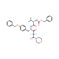 CC(C)[C@H](NC(=O)OCc1ccccc1)C(=O)N[C@@H](Cc1ccc(OCc2ccccc2)cc1)C(=O)C(F)(F)C(=O)N1CCOCC1 ZINC000026492916