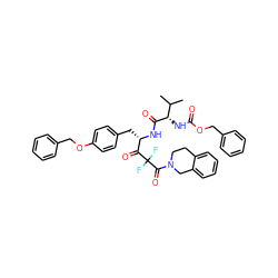 CC(C)[C@H](NC(=O)OCc1ccccc1)C(=O)N[C@@H](Cc1ccc(OCc2ccccc2)cc1)C(=O)C(F)(F)C(=O)N1CCc2ccccc2C1 ZINC000026499054