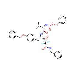 CC(C)[C@H](NC(=O)OCc1ccccc1)C(=O)N[C@@H](Cc1ccc(OCc2ccccc2)cc1)C(=O)C(F)(F)C(=O)NCc1ccccc1 ZINC000027197359