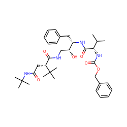 CC(C)[C@H](NC(=O)OCc1ccccc1)C(=O)N[C@@H](Cc1ccccc1)[C@H](O)CNC(=O)[C@@H](CC(=O)NC(C)(C)C)C(C)(C)C ZINC000014943372