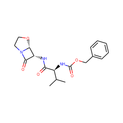 CC(C)[C@H](NC(=O)OCc1ccccc1)C(=O)N[C@@H]1C(=O)N2CCO[C@H]12 ZINC000013860548