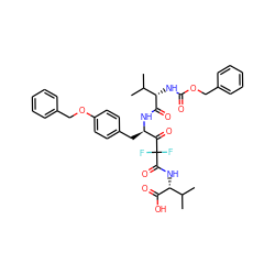CC(C)[C@H](NC(=O)OCc1ccccc1)C(=O)N[C@H](Cc1ccc(OCc2ccccc2)cc1)C(=O)C(F)(F)C(=O)N[C@@H](C(=O)O)C(C)C ZINC000028229862