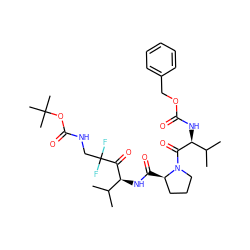 CC(C)[C@H](NC(=O)OCc1ccccc1)C(=O)N1CCC[C@H]1C(=O)N[C@H](C(=O)C(F)(F)CNC(=O)OC(C)(C)C)C(C)C ZINC000026261124