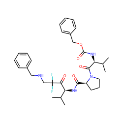 CC(C)[C@H](NC(=O)OCc1ccccc1)C(=O)N1CCC[C@H]1C(=O)N[C@H](C(=O)C(F)(F)CNCc1ccccc1)C(C)C ZINC000026276074