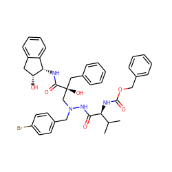 CC(C)[C@H](NC(=O)OCc1ccccc1)C(=O)NN(Cc1ccc(Br)cc1)C[C@@](O)(Cc1ccccc1)C(=O)N[C@H]1c2ccccc2C[C@H]1O ZINC000095614926