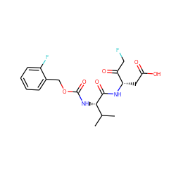 CC(C)[C@H](NC(=O)OCc1ccccc1F)C(=O)N[C@@H](CC(=O)O)C(=O)CF ZINC000028455834