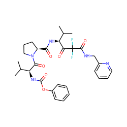 CC(C)[C@H](NC(=O)Oc1ccccc1)C(=O)N1CCC[C@H]1C(=O)N[C@H](C(=O)C(F)(F)C(=O)NCc1ccccn1)C(C)C ZINC000026936850