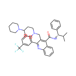 CC(C)[C@H](NC(=O)c1c(CN2CCC(N3CCCCC3)CC2)c(-c2cccc(C(F)(F)F)c2)nc2ccccc12)c1ccccc1 ZINC001772605740