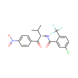 CC(C)[C@H](NC(=O)c1cc(Cl)ccc1C(F)(F)F)C(=O)c1ccc([N+](=O)[O-])cc1 ZINC000084713803