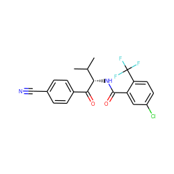 CC(C)[C@H](NC(=O)c1cc(Cl)ccc1C(F)(F)F)C(=O)c1ccc(C#N)cc1 ZINC000084688690