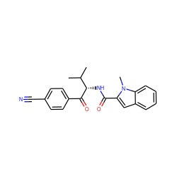 CC(C)[C@H](NC(=O)c1cc2ccccc2n1C)C(=O)c1ccc(C#N)cc1 ZINC000084707311