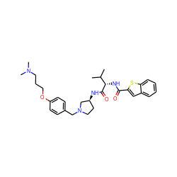 CC(C)[C@H](NC(=O)c1cc2ccccc2s1)C(=O)N[C@H]1CCN(Cc2ccc(OCCCN(C)C)cc2)C1 ZINC000049807832