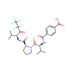 CC(C)[C@H](NC(=O)c1ccc(C(=O)O)cc1)C(=O)N1CCC[C@H]1C(=O)N[C@H](C(=O)C(F)(F)C(F)(F)F)C(C)C ZINC000003920597