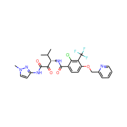 CC(C)[C@H](NC(=O)c1ccc(OCc2ccccn2)c(C(F)(F)F)c1Cl)C(=O)C(=O)Nc1ccn(C)n1 ZINC000064573730