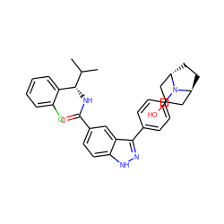 CC(C)[C@H](NC(=O)c1ccc2[nH]nc(-c3ccc(N4[C@H]5CC[C@H]4CC(O)C5)cc3)c2c1)c1ccccc1Cl ZINC000299863207