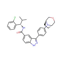 CC(C)[C@H](NC(=O)c1ccc2[nH]nc(-c3ccc(N4[C@H]5CC[C@H]4COC5)cc3)c2c1)c1ccccc1Cl ZINC000299860982