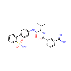 CC(C)[C@H](NC(=O)c1cccc(C(=N)N)c1)C(=O)Nc1ccc(-c2ccccc2S(N)(=O)=O)cc1 ZINC000026739067