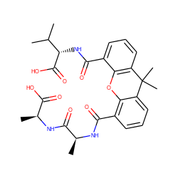 CC(C)[C@H](NC(=O)c1cccc2c1Oc1c(C(=O)N[C@@H](C)C(=O)N[C@@H](C)C(=O)O)cccc1C2(C)C)C(=O)O ZINC000026391280