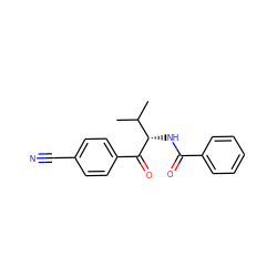 CC(C)[C@H](NC(=O)c1ccccc1)C(=O)c1ccc(C#N)cc1 ZINC000084691029