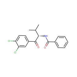 CC(C)[C@H](NC(=O)c1ccccc1)C(=O)c1ccc(Cl)c(Cl)c1 ZINC000084687885