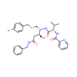 CC(C)[C@H](NC(=O)c1ccccn1)C(=O)N[C@@H](COCc1ccc(Br)cc1)[C@@H](O)CC(=O)NCc1ccccc1 ZINC000026994132